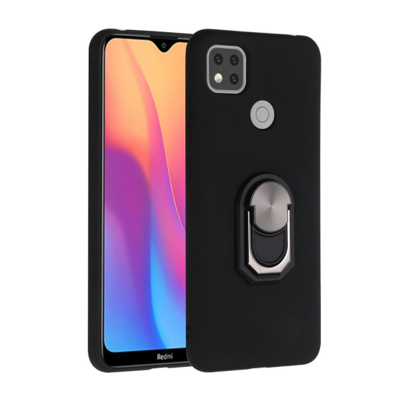 Etui Xiaomi Redmi 9C Czerwony Czarny Metalizowany Wspornik Pierścieniowy