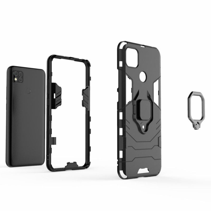 Etui Xiaomi Redmi 9C Czerwony Czarny Pierścień Oporowy