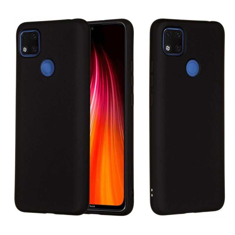 Etui Xiaomi Redmi 9C Czerwony Czarny Płynny Silikon Z Paskiem Etui Ochronne