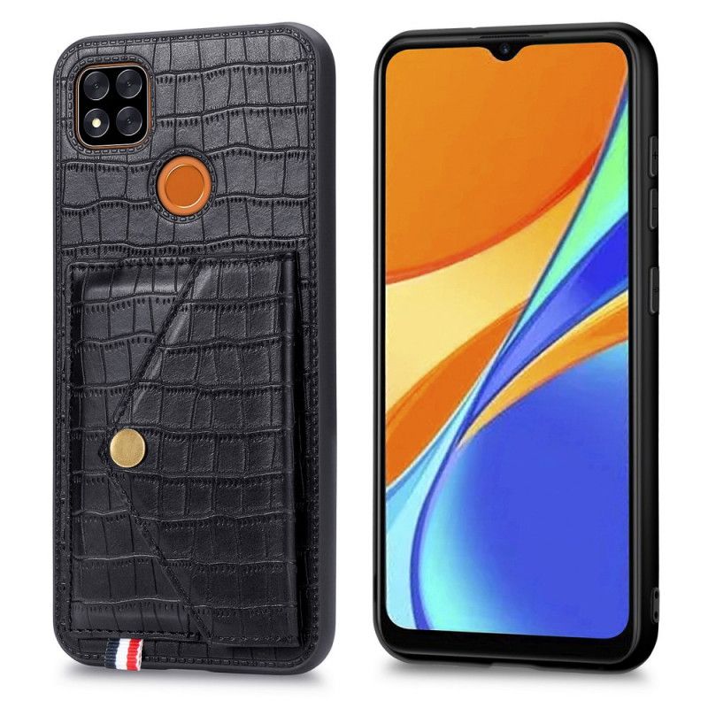 Etui Xiaomi Redmi 9C Czerwony Czarny Uchwyt I Uchwyt Na Karty Krokodyla Etui Ochronne