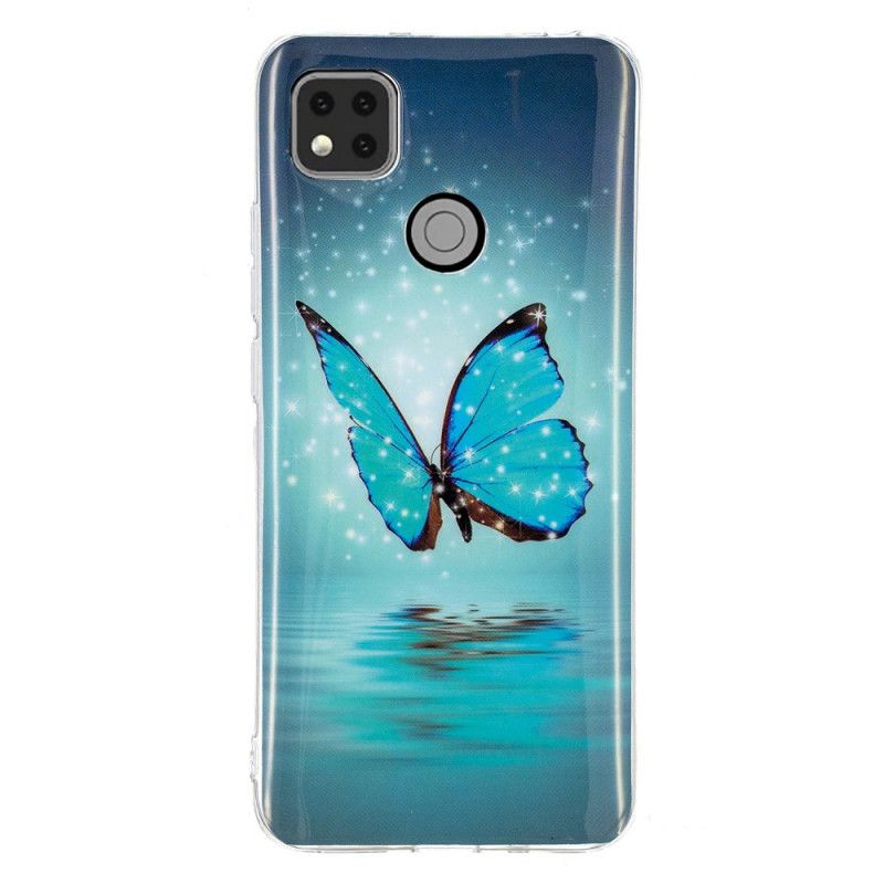 Etui Xiaomi Redmi 9C Fluorescencyjny Niebieski Motyl