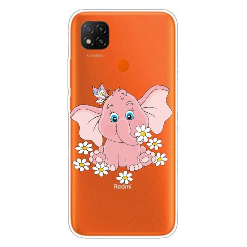 Etui Xiaomi Redmi 9C Przezroczysty Różowy Słoń Etui Ochronne