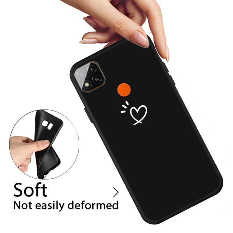 Etui Xiaomi Redmi 9C Szary Czarny Bijące Serce Silikonowe