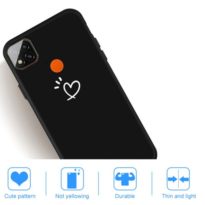 Etui Xiaomi Redmi 9C Szary Czarny Bijące Serce Silikonowe