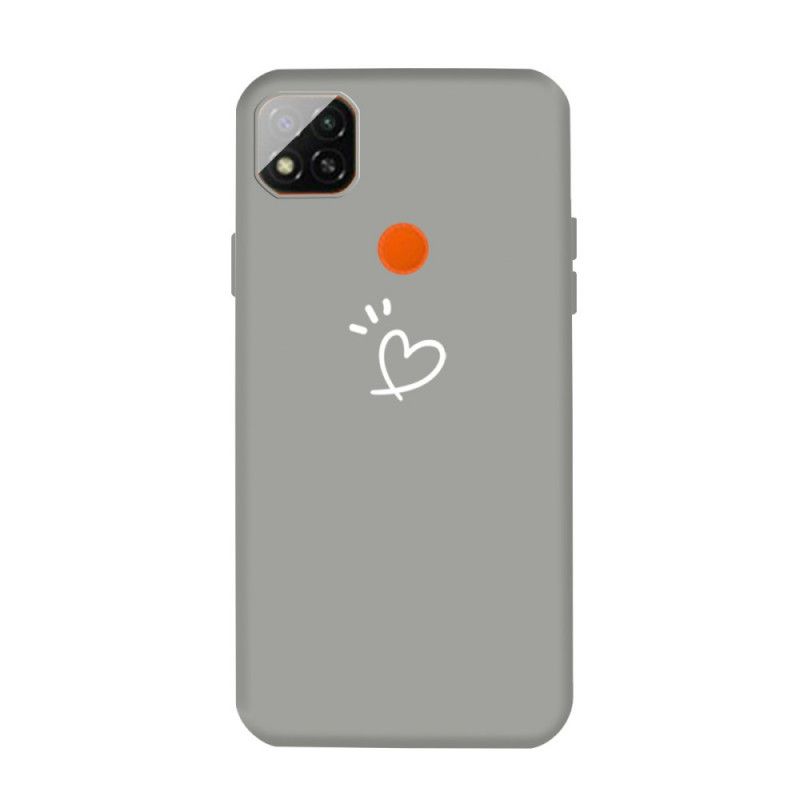 Etui Xiaomi Redmi 9C Szary Czarny Bijące Serce Silikonowe