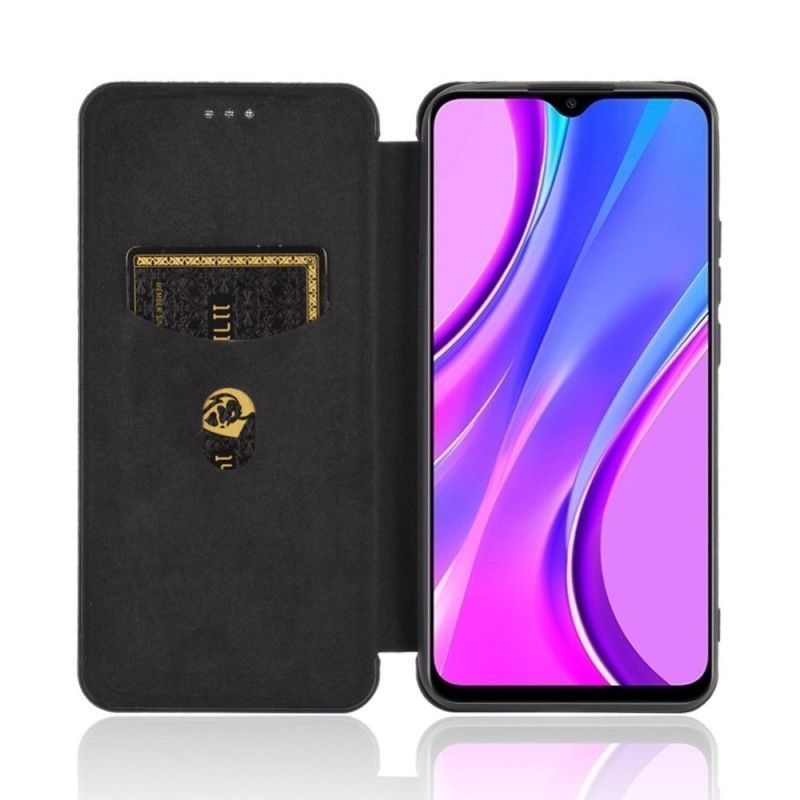 Flip Kotelot Xiaomi Redmi 9C Pomarańczowy Czarny Kolorowy Silikon Węglowy Etui Ochronne