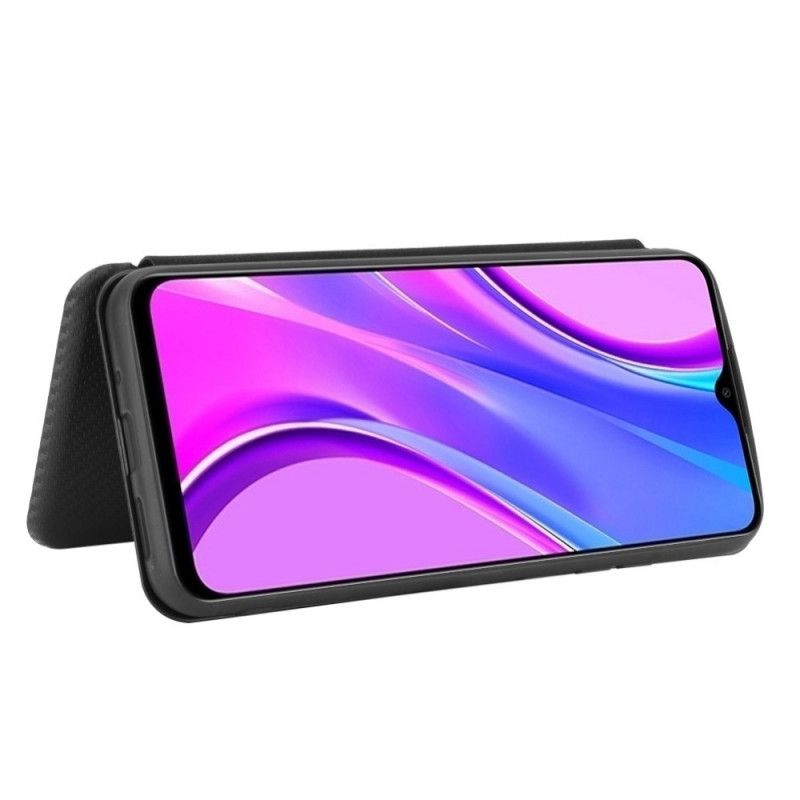 Flip Kotelot Xiaomi Redmi 9C Pomarańczowy Czarny Kolorowy Silikon Węglowy Etui Ochronne