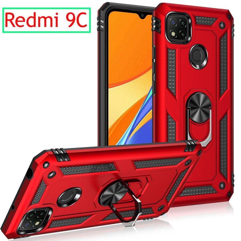 Futerały Xiaomi Redmi 9C Czerwony Czarny Pierścień Premium