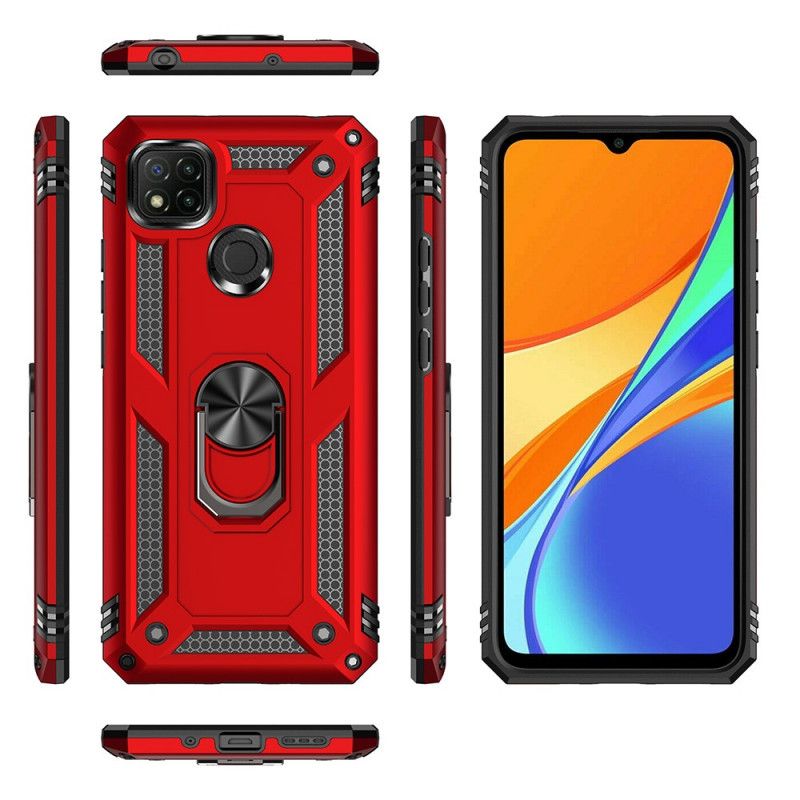 Futerały Xiaomi Redmi 9C Czerwony Czarny Pierścień Premium