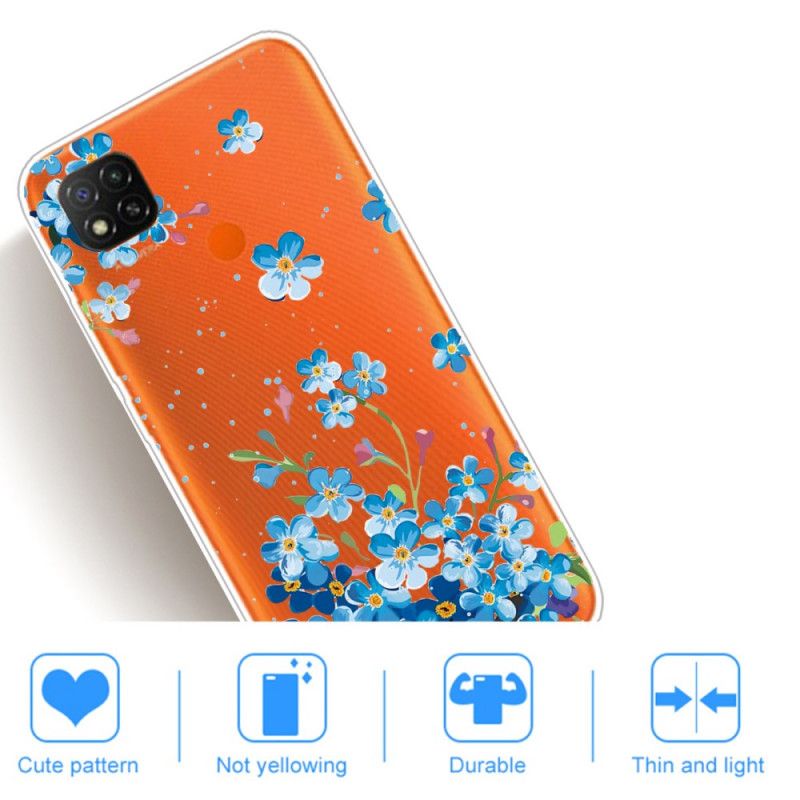 Futerały Xiaomi Redmi 9C Etui na Telefon Bukiet Niebieskich Kwiatów