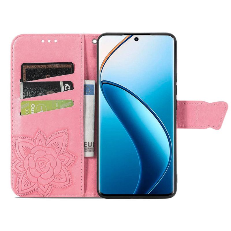 Etui Folio Realme 12 Pro / 12 Pro Plus Duży Motyl Z Paskiem Etui Ochronne