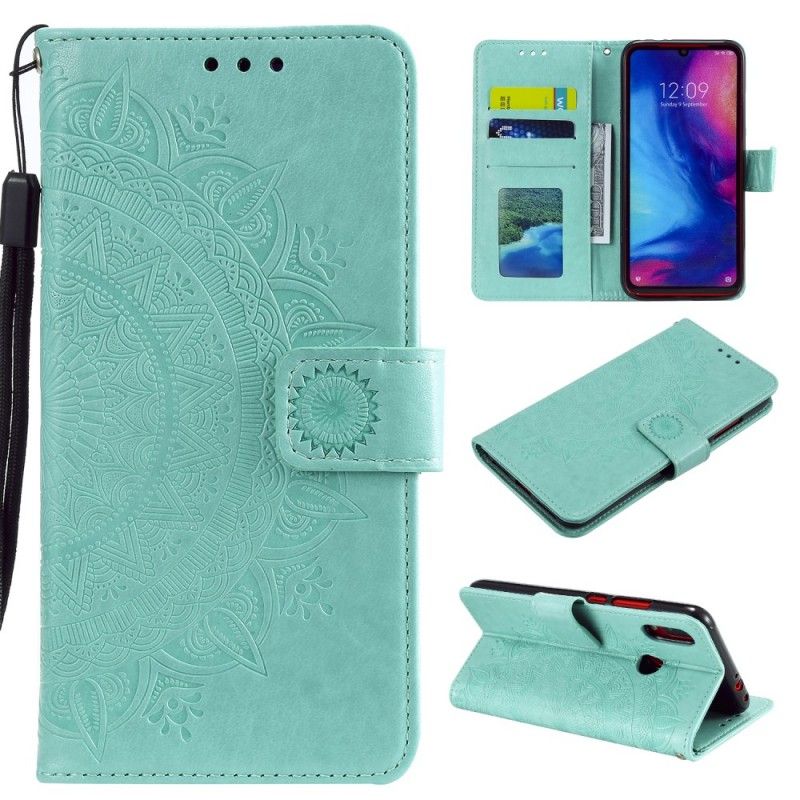 Etui Folio Xiaomi Redmi Note 7 Magenta Szary Mandala Słońca Etui Ochronne