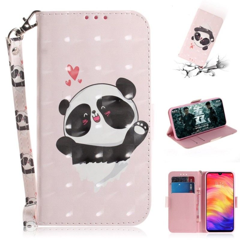 Etui Folio Xiaomi Redmi Note 7 Miłość Pandy Ze Stringami