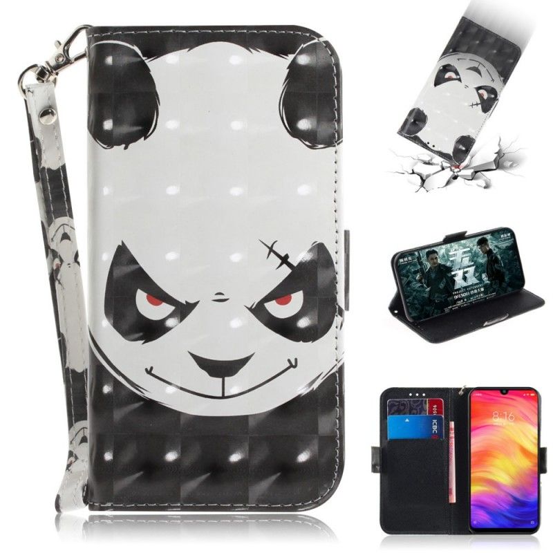 Etui Folio Xiaomi Redmi Note 7 Wściekła Panda Ze Stringami Etui Ochronne