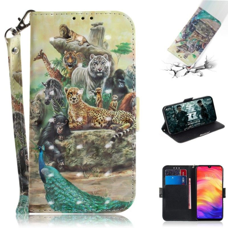 Etui Folio Xiaomi Redmi Note 7 Zwierzęta Safari W Stringach