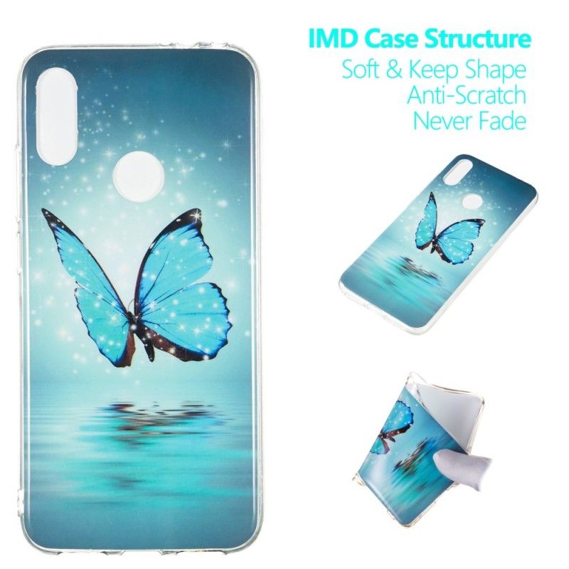 Etui Xiaomi Redmi Note 7 Fluorescencyjny Niebieski Motyl