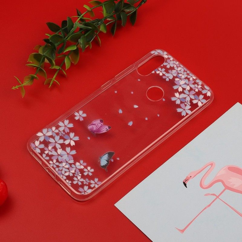 Etui Xiaomi Redmi Note 7 Przezroczyste Motyle I Kwiaty