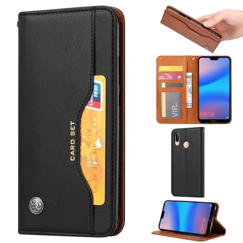 Flip Kotelot Xiaomi Redmi Note 7 Czerwony Czarny Etui Na Karty Ze Sztucznej Skóry Etui Ochronne