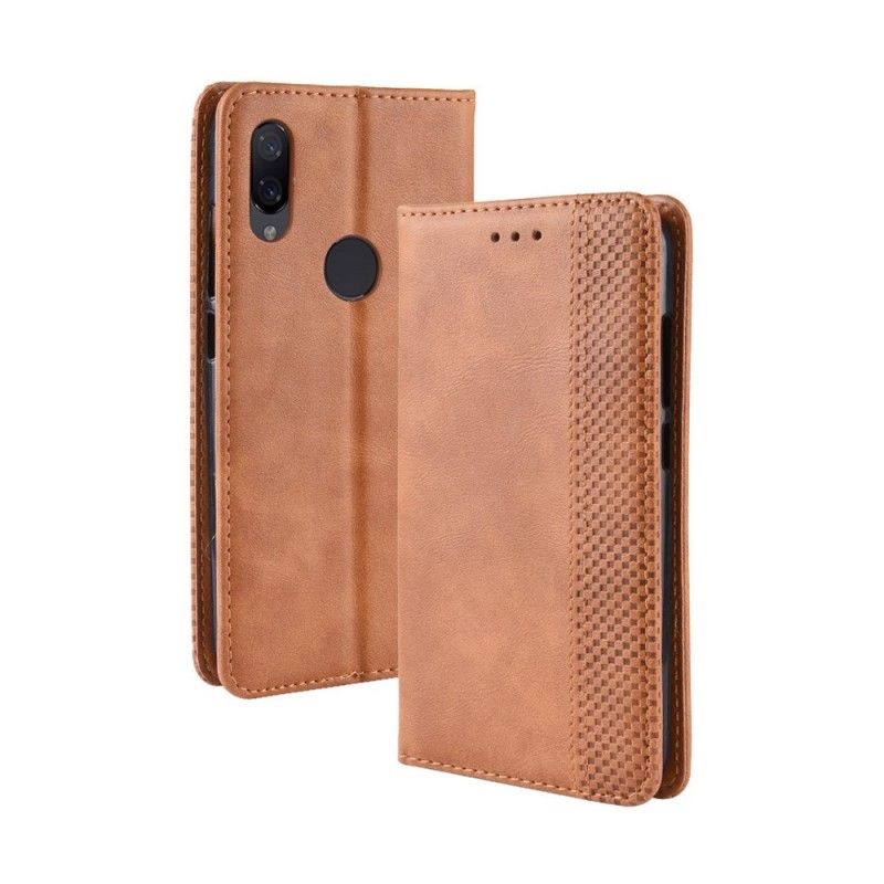 Flip Kotelot Xiaomi Redmi Note 7 Granatowy Czarny Etui na Telefon Stylizowany Efekt Skóry W Stylu Vintage