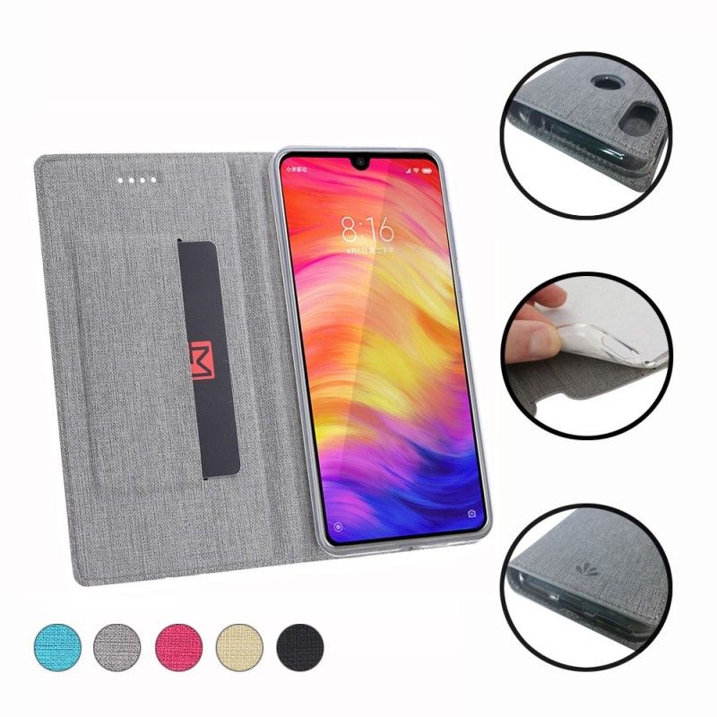 Flip Kotelot Xiaomi Redmi Note 7 Szary Czarny Etui na Telefon Teksturowany