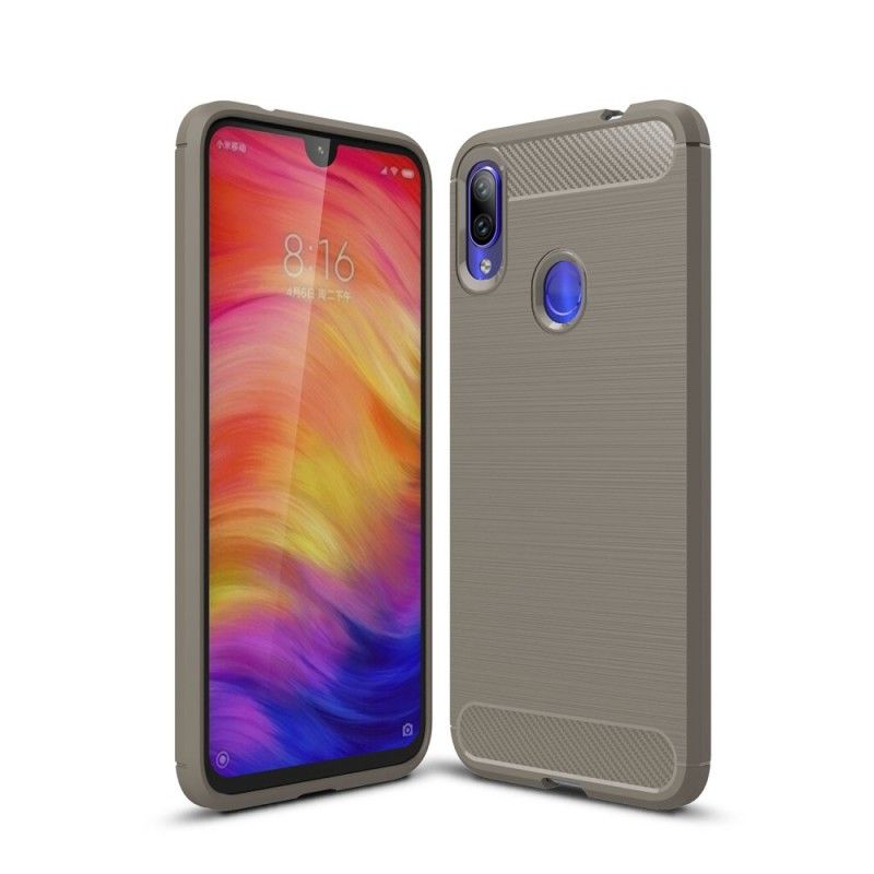 Futerały Xiaomi Redmi Note 7 Czerwony Czarny Szczotkowane Włókno Węglowe