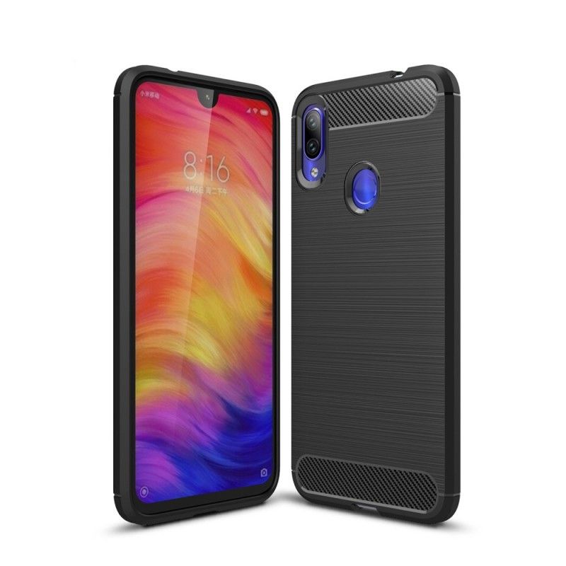 Futerały Xiaomi Redmi Note 7 Czerwony Czarny Szczotkowane Włókno Węglowe