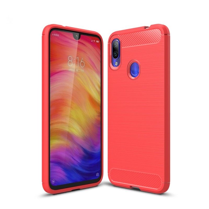 Futerały Xiaomi Redmi Note 7 Czerwony Czarny Szczotkowane Włókno Węglowe