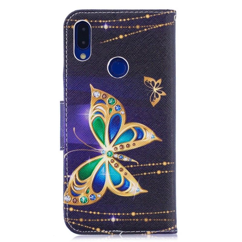 Skórzany Futerał Xiaomi Redmi Note 7 Etui na Telefon Magiczny Motyl