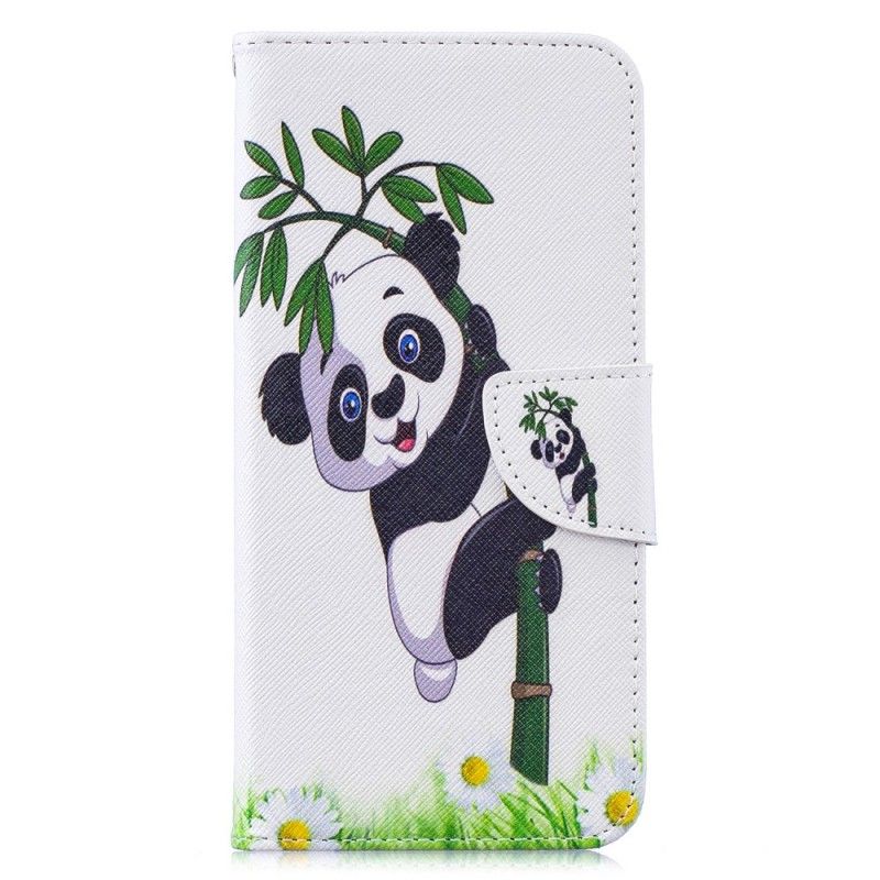 Skórzany Futerał Xiaomi Redmi Note 7 Etui na Telefon Panda Na Bambusie