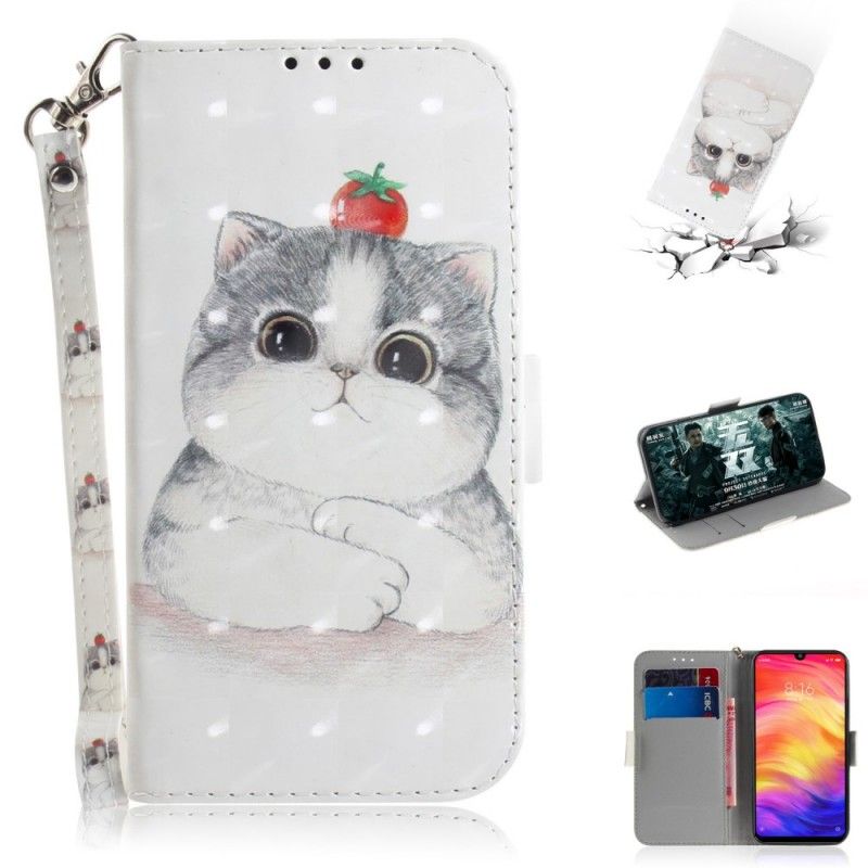 Skórzany Futerał Xiaomi Redmi Note 7 Etui na Telefon Pomidor Na Stringach Cat