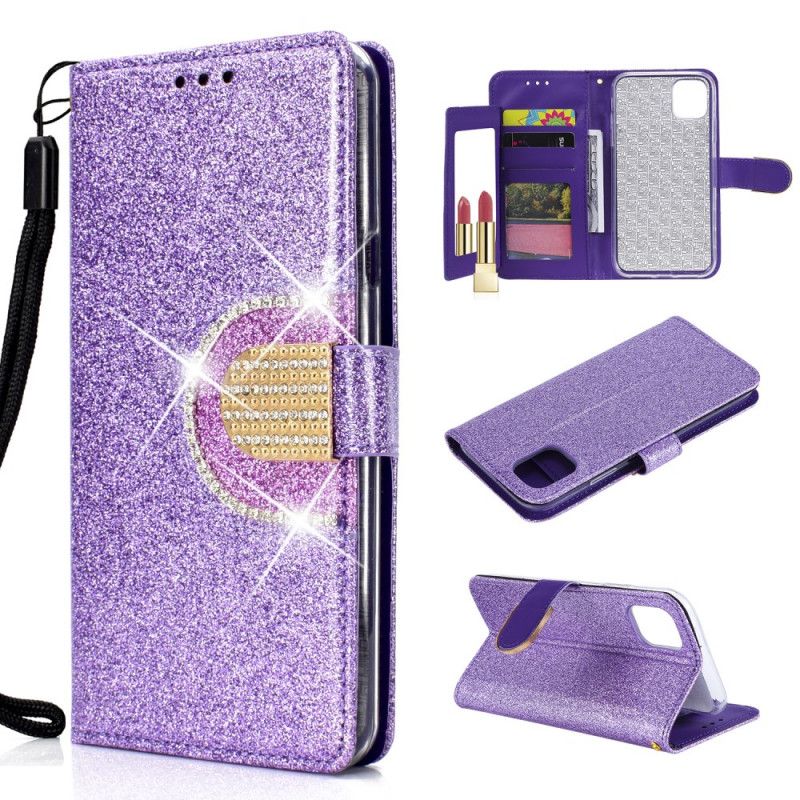 Etui Folio iPhone 11 Pro Max Biały Cekiny I Diamenty