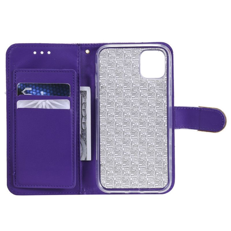 Etui Folio iPhone 11 Pro Max Biały Cekiny I Diamenty