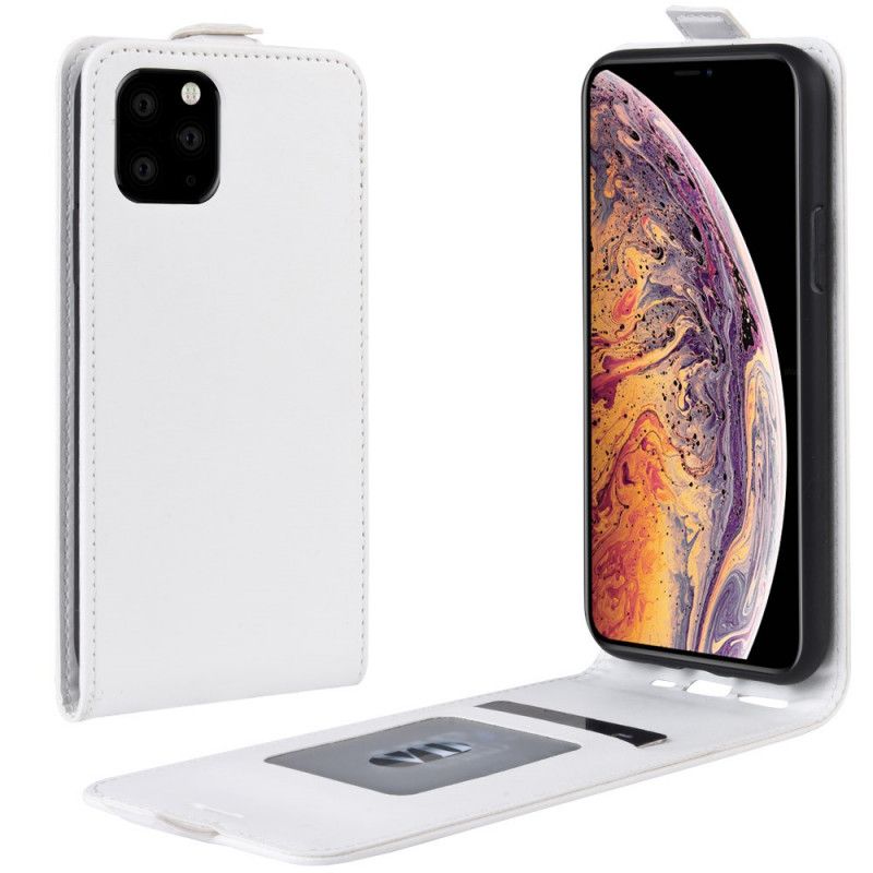 Etui Folio iPhone 11 Pro Max Biały Czarny Efekt Składanej Skóry