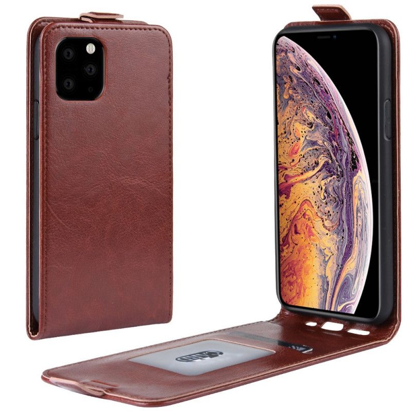 Etui Folio iPhone 11 Pro Max Biały Czarny Efekt Składanej Skóry