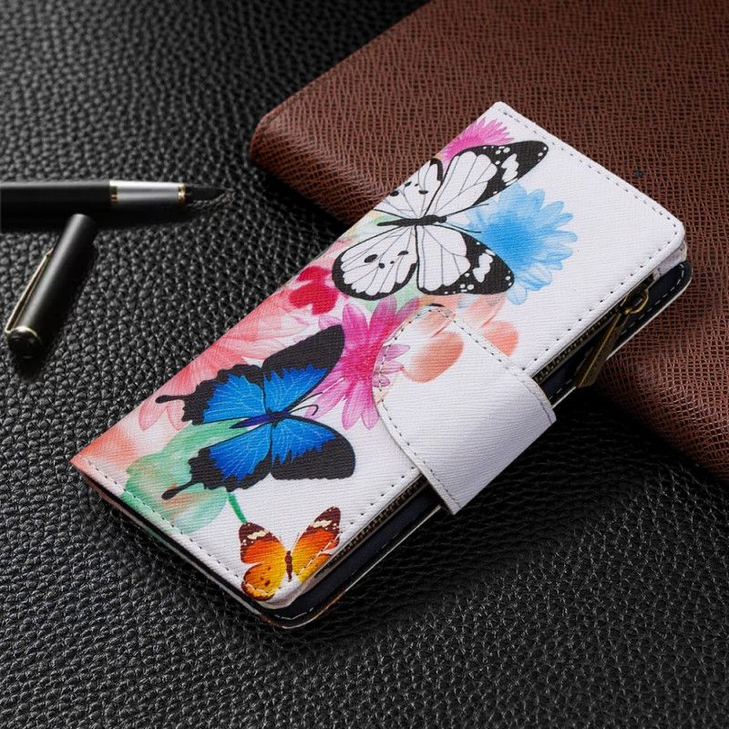 Etui Folio iPhone 11 Pro Max Biały Czarny Kieszeń Motylkowa Na Suwak