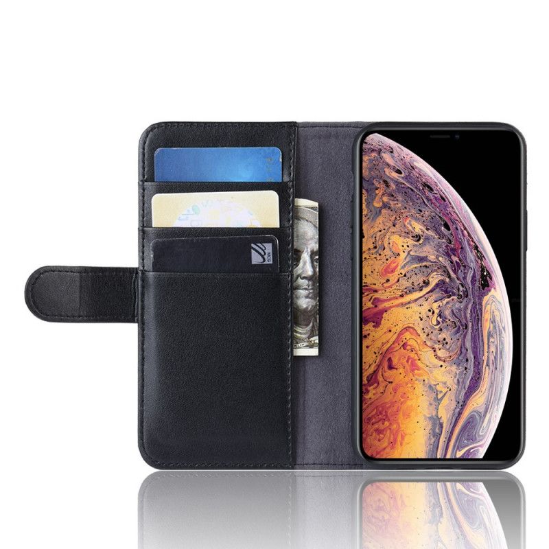 Etui Folio iPhone 11 Pro Max Brązowy Czarny Prawdziwa Skóra