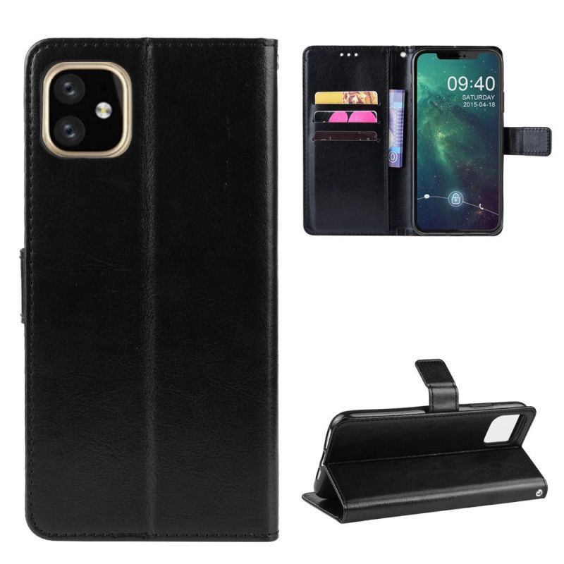 Etui Folio iPhone 11 Pro Max Czerwony Czarny Efekt Kolorowej Skóry Z Paskiem Etui Ochronne