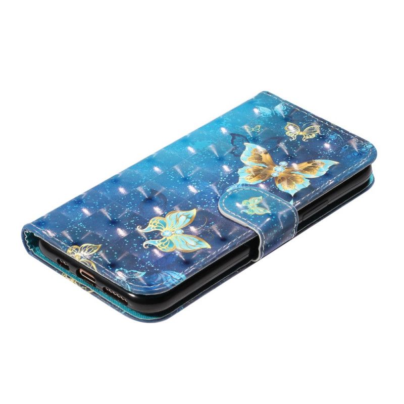 Etui Folio iPhone 11 Pro Max Motyle Z Punktami Świetlnymi Z Paskiem