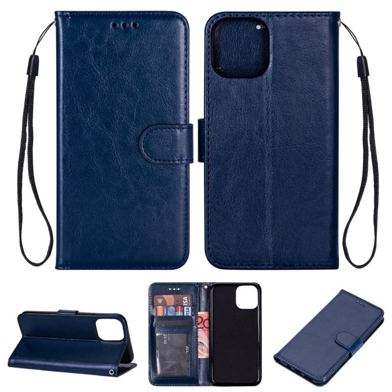 Etui Folio iPhone 11 Pro Max Różowe Złoto Czarny Efekt Skóry Ze Stringami Etui Ochronne