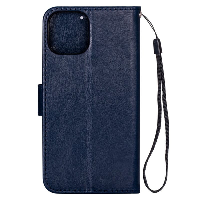 Etui Folio iPhone 11 Pro Max Różowe Złoto Czarny Efekt Skóry Ze Stringami Etui Ochronne