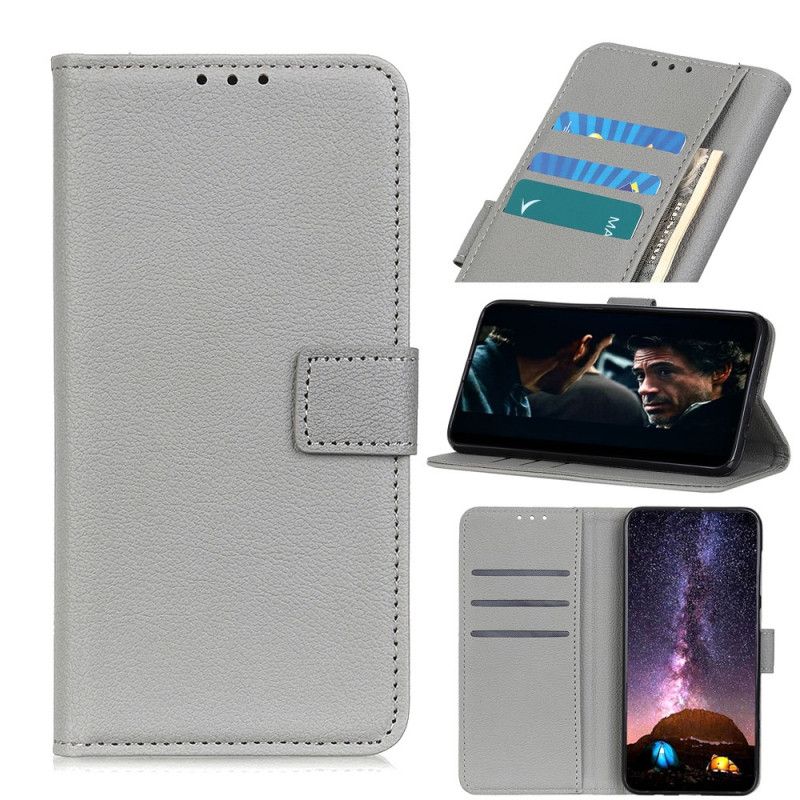 Etui Folio iPhone 11 Pro Max Szary Czarny Liczi Teksturowane Etui Ochronne