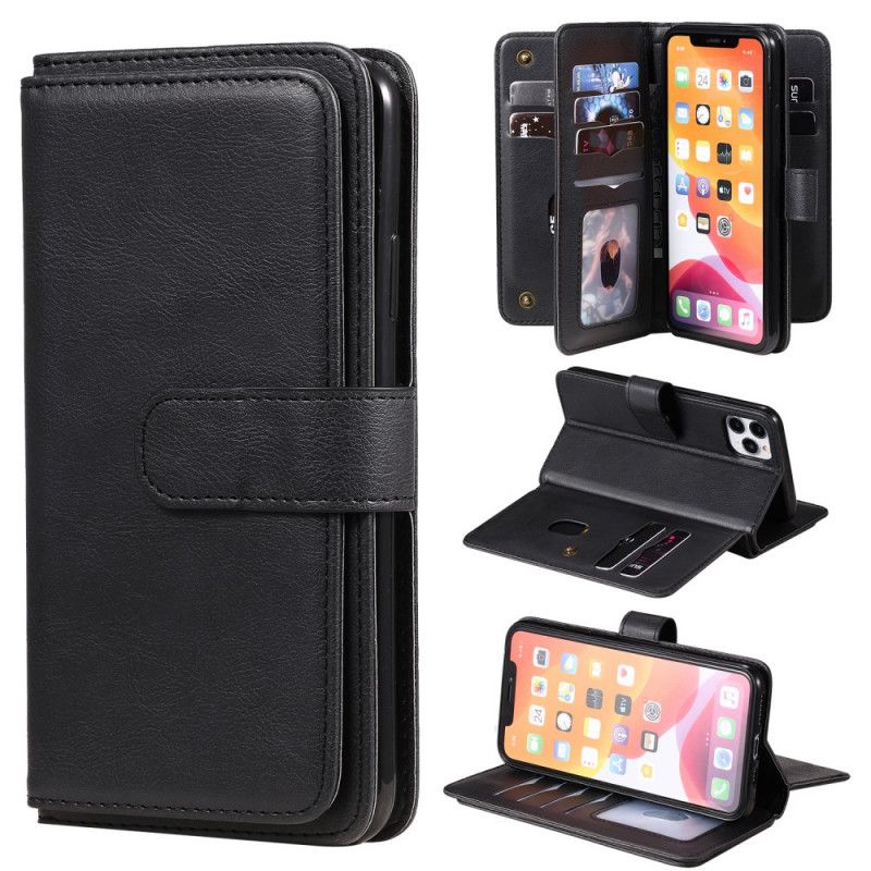 Etui Folio iPhone 11 Pro Max Zielony Czarny Wielofunkcyjne Etui Na 10 Kart Etui Ochronne