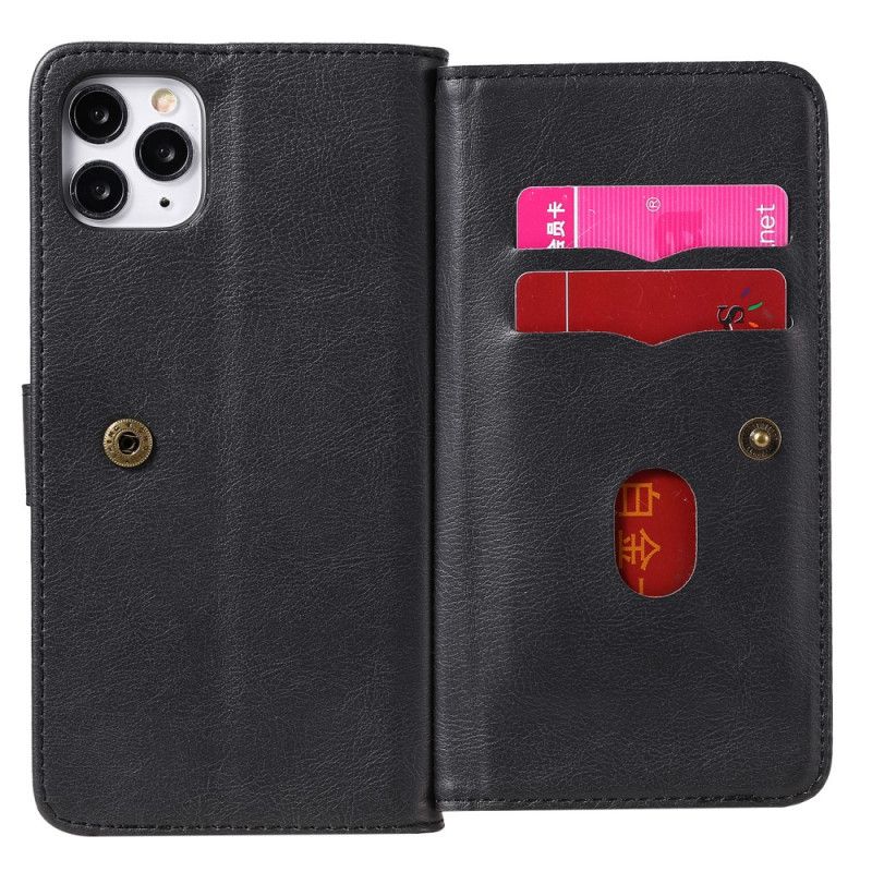 Etui Folio iPhone 11 Pro Max Zielony Czarny Wielofunkcyjne Etui Na 10 Kart Etui Ochronne