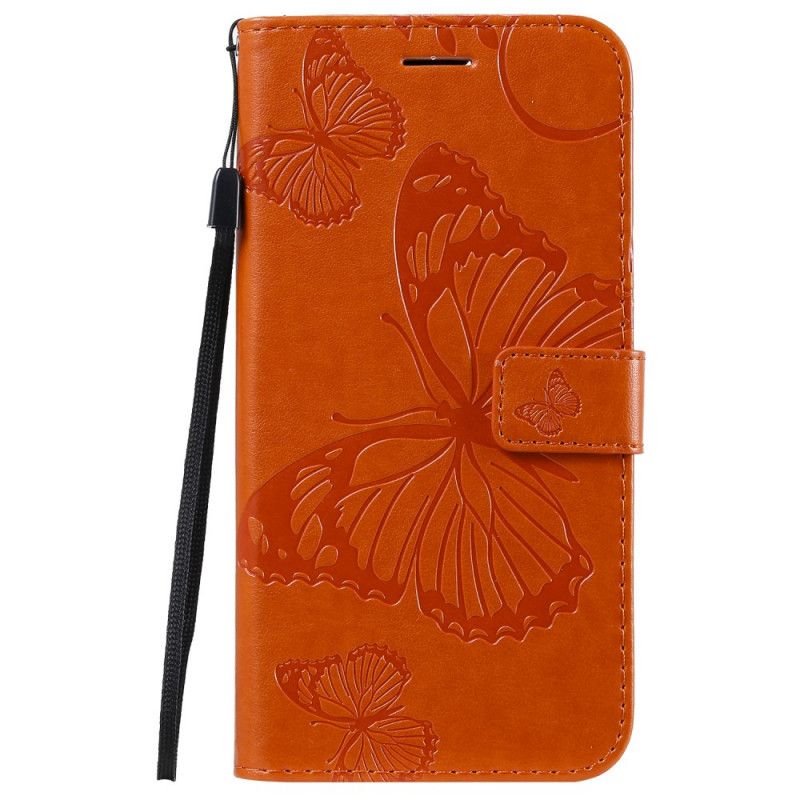 Etui Folio iPhone 11 Pro Max Zielony Pomarańczowy Gigantyczne Motyle Stringi Etui Ochronne