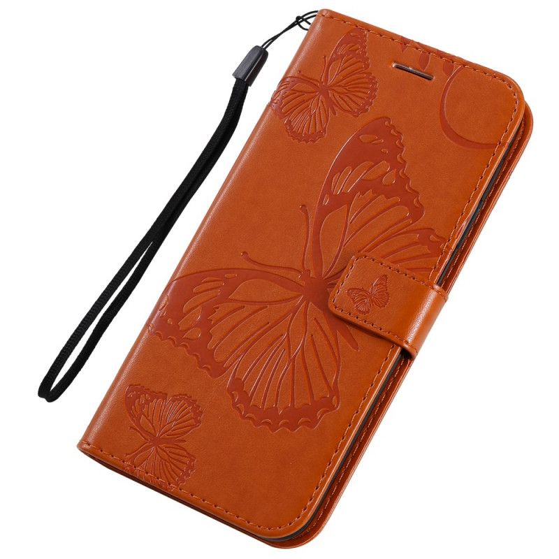 Etui Folio iPhone 11 Pro Max Zielony Pomarańczowy Gigantyczne Motyle Stringi Etui Ochronne