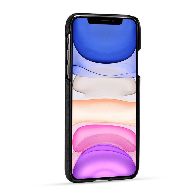 Etui iPhone 11 Pro Max Brązowy Czarny Tekstura Skóry Krokodyla