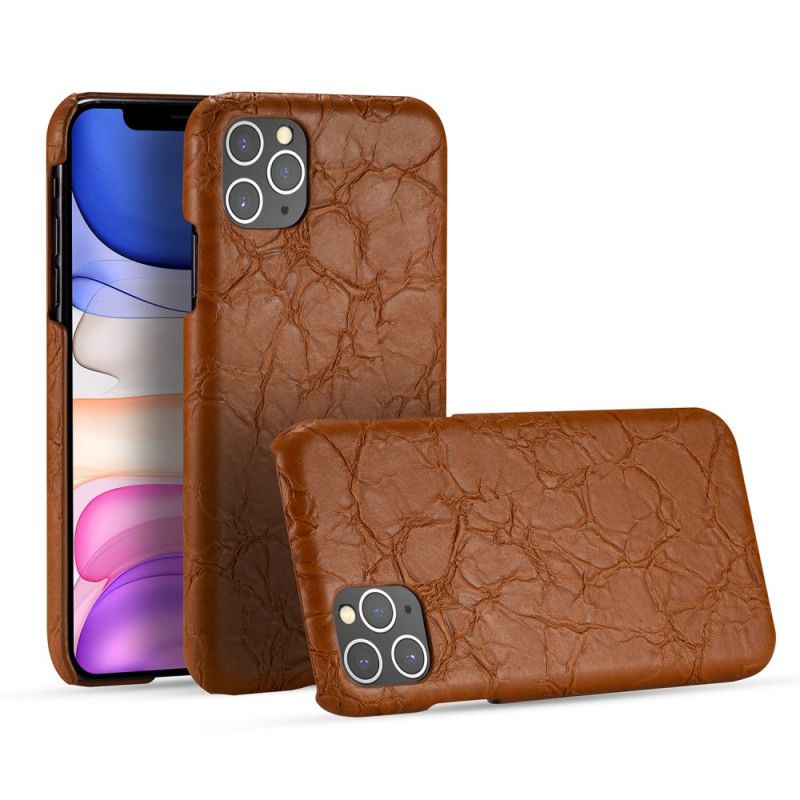 Etui iPhone 11 Pro Max Brązowy Czarny Tekstura Skóry Krokodyla