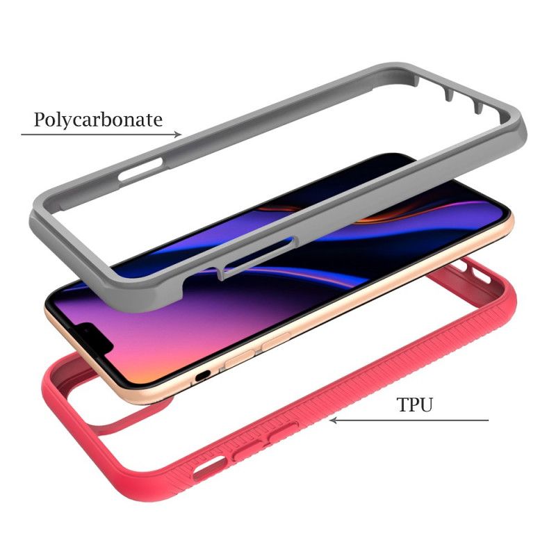 Etui iPhone 11 Pro Max Czerwony Biały Hybrydowy Efektowny Wzór Krawędzi