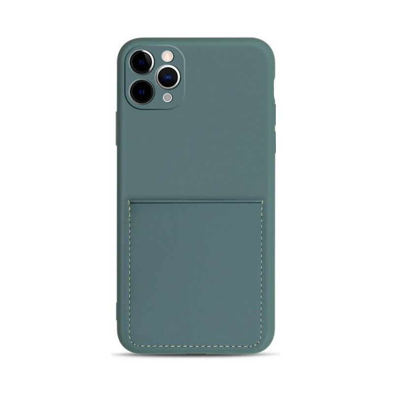 Etui iPhone 11 Pro Max Czerwony Czarny Etui Na Karty Z Silikonu I Imitacji Skóry Etui Ochronne