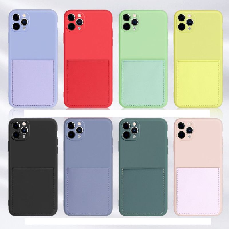 Etui iPhone 11 Pro Max Czerwony Czarny Etui Na Karty Z Silikonu I Imitacji Skóry Etui Ochronne